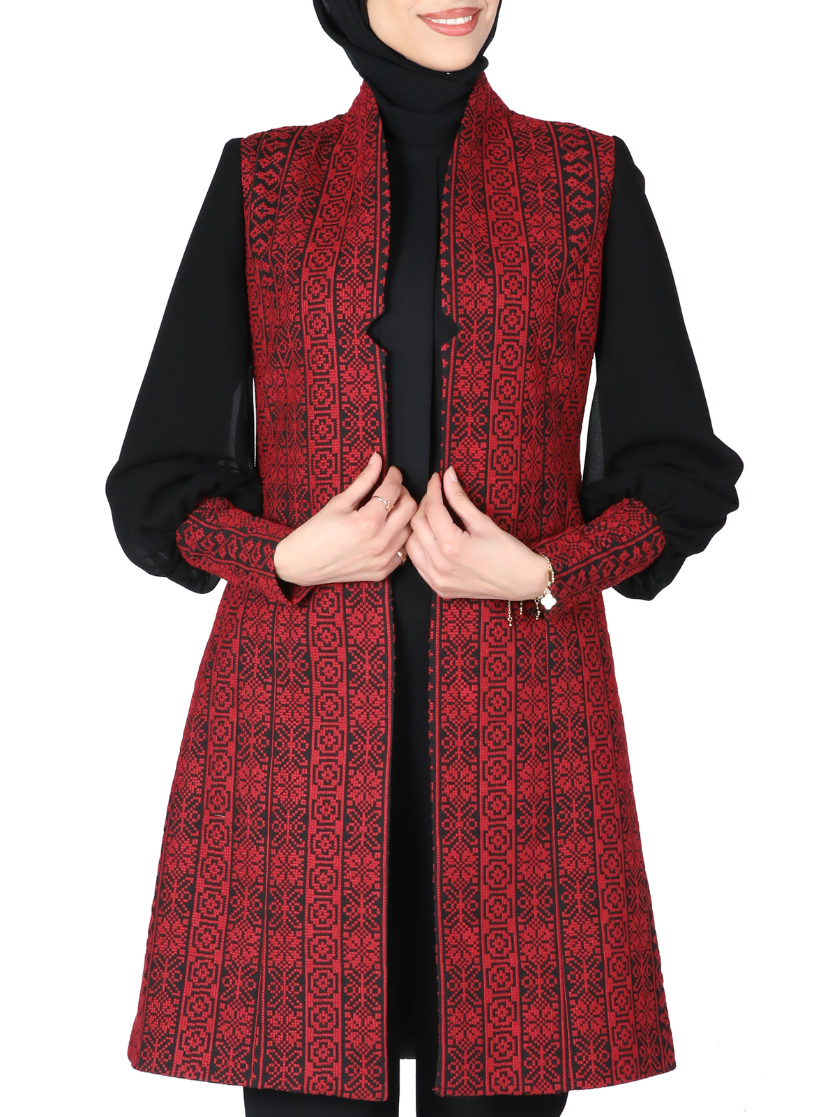 Embroidered Jacket in Gold, Army Green & Red - She Chocolate