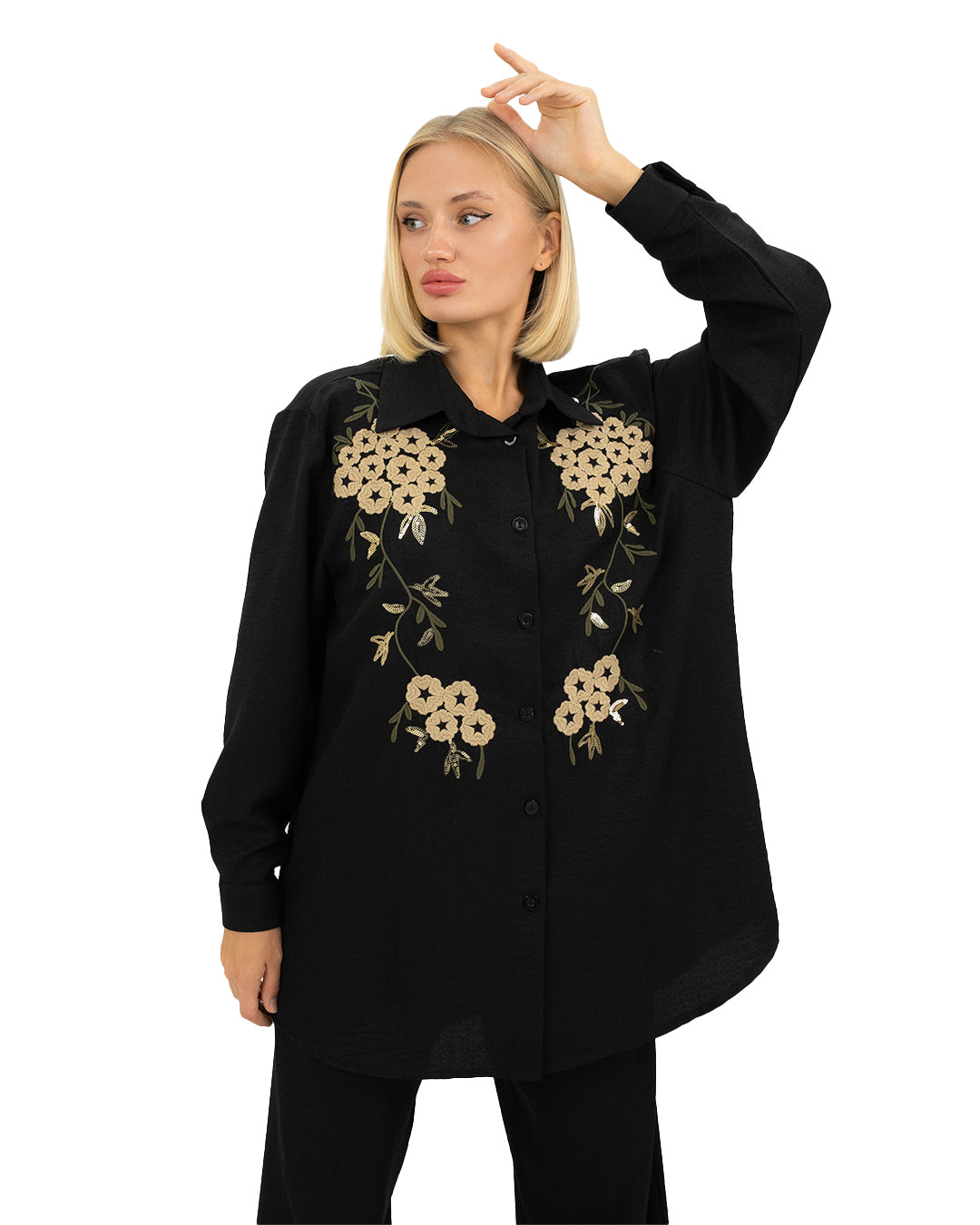 Wurud Embroidered Shirt Two-Piece Set