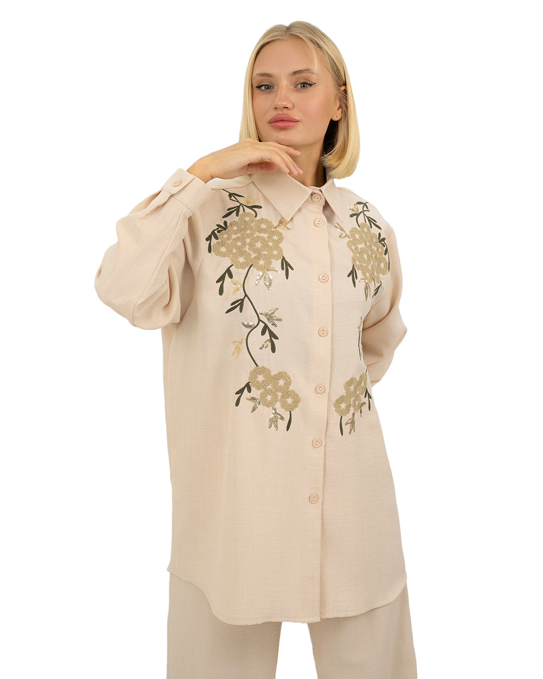 Wurud Embroidered Shirt Two-Piece Set