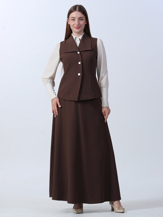 Dalaa Sleeveless Vest & Skirt Set - She Chocolate