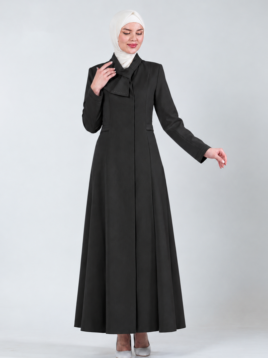 Bow-Collar Jilbab - Black