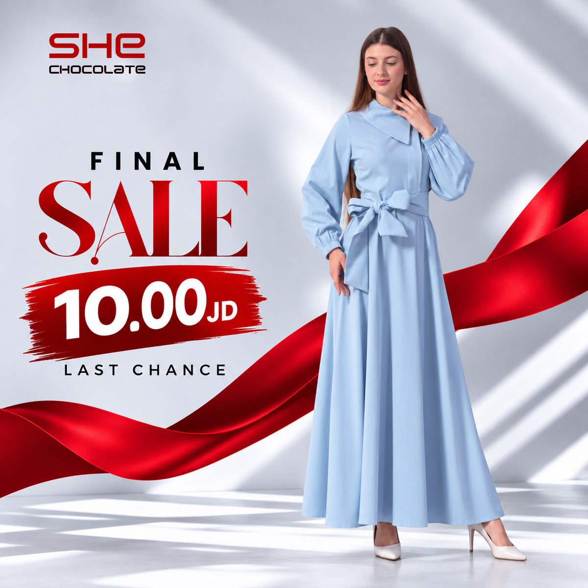 Bow-Belt Maxi Dress - Light Blue