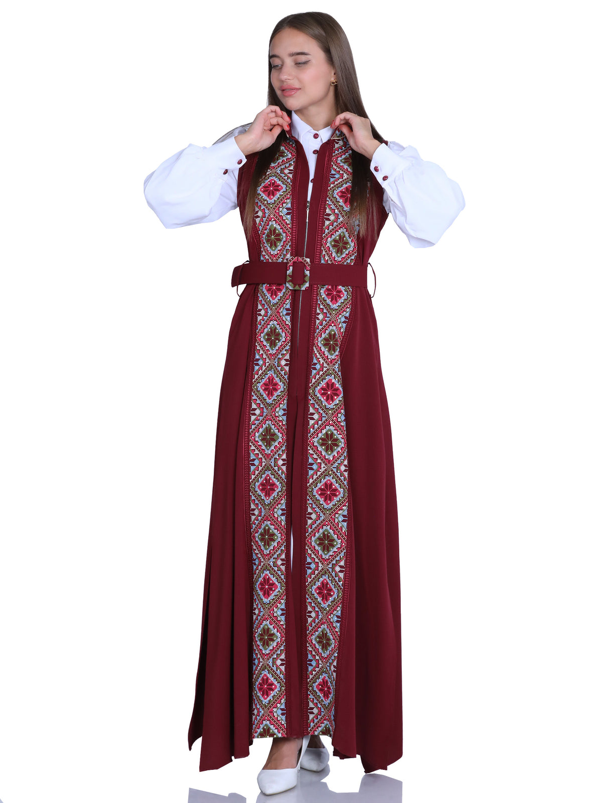 Yara Two-Piece Embroidered Bisht - She Chocolate