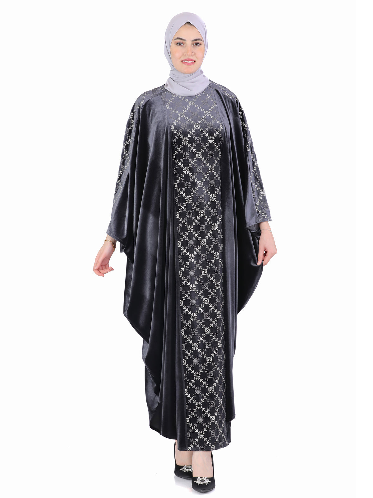 Tala Velvet Bisht with Geometric Front Panel