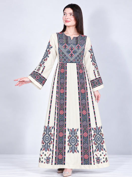 Yafa cream embroidered thobe