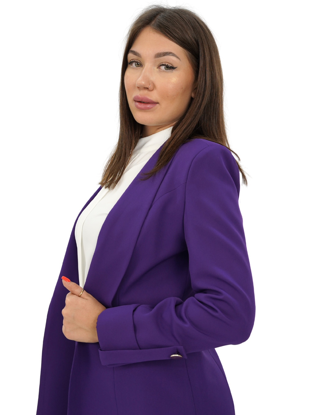 Blazer with Sleeve Button, Sizes 38–52