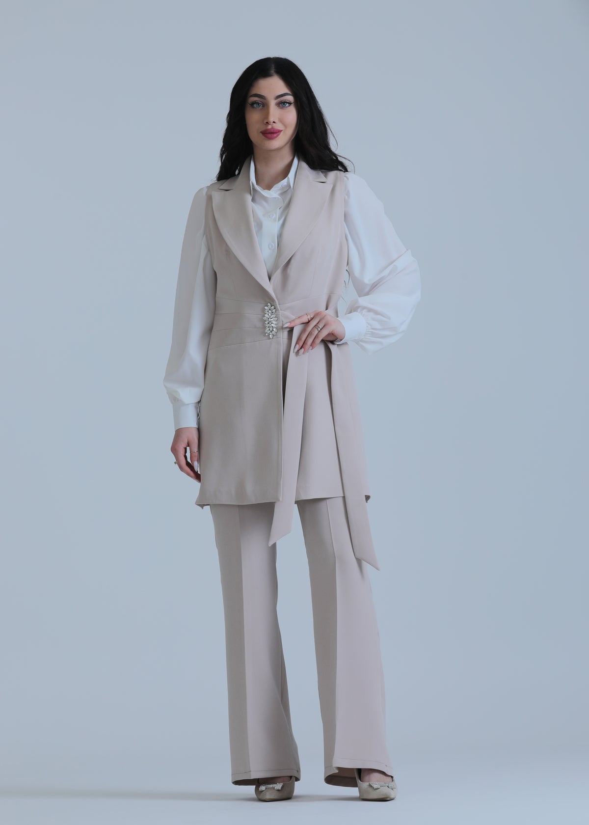 Wedad Three-Piece Formal Vest Suit - She Chocolate