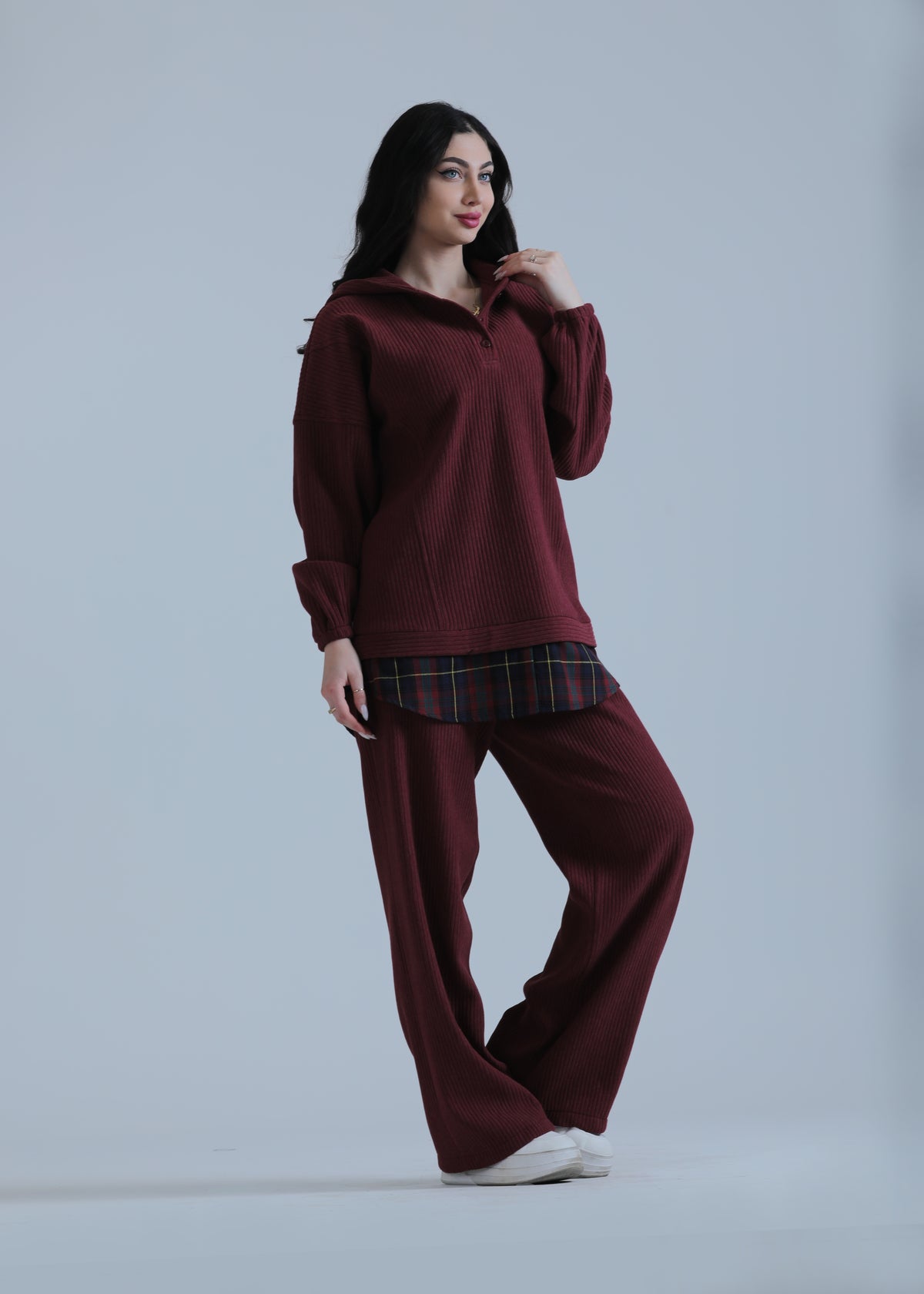 Riham Sporty Two-Piece Shirt Set - She Chocolate