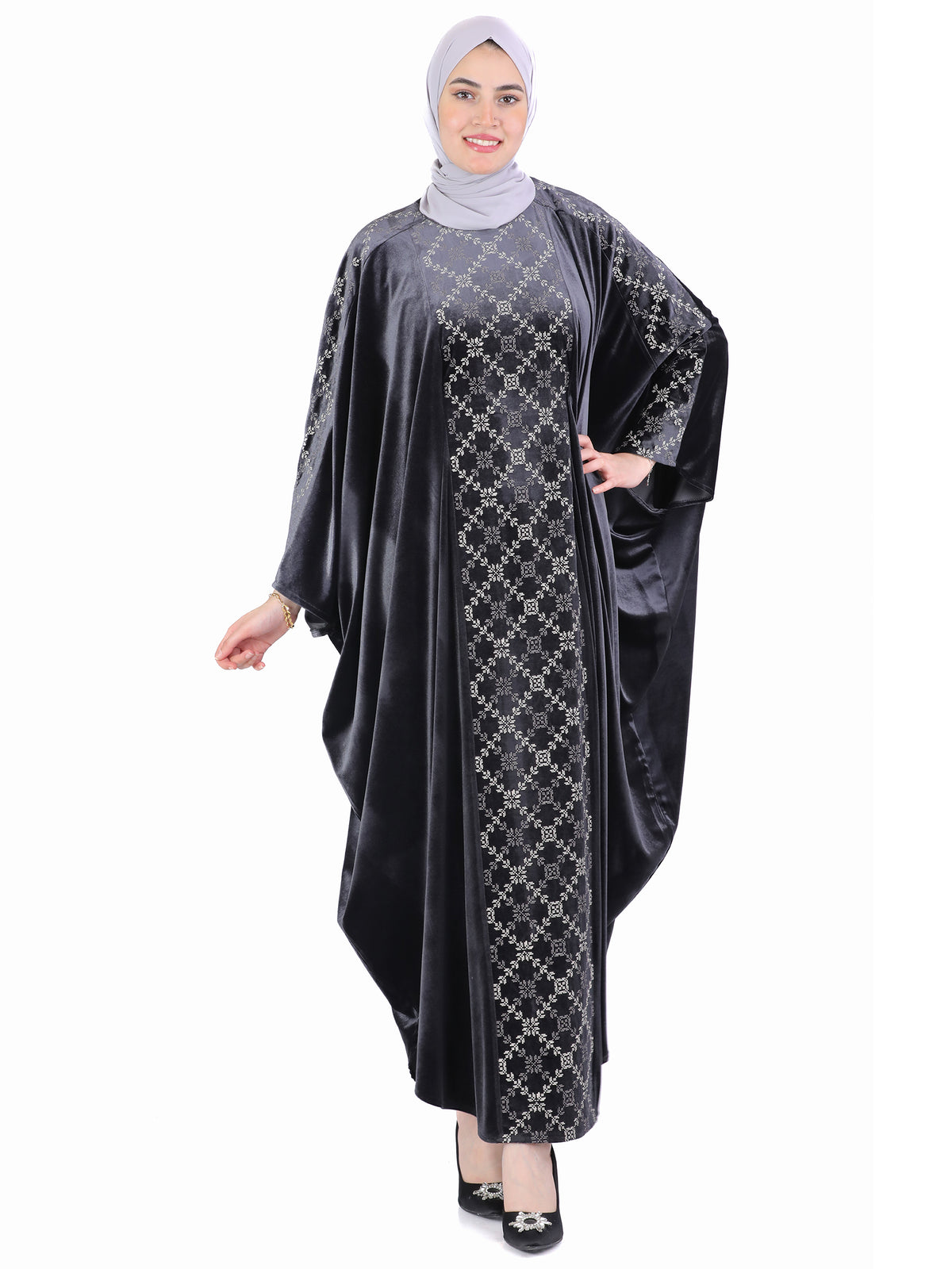 Tala Velvet Bisht with Geometric Front Panel