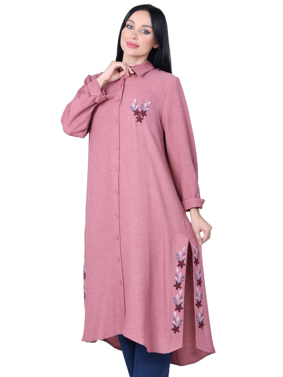 Flowing Long Shirt in Brown or Pink - She Chocolate