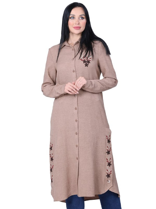 Flowing Long Shirt in Brown or Pink
