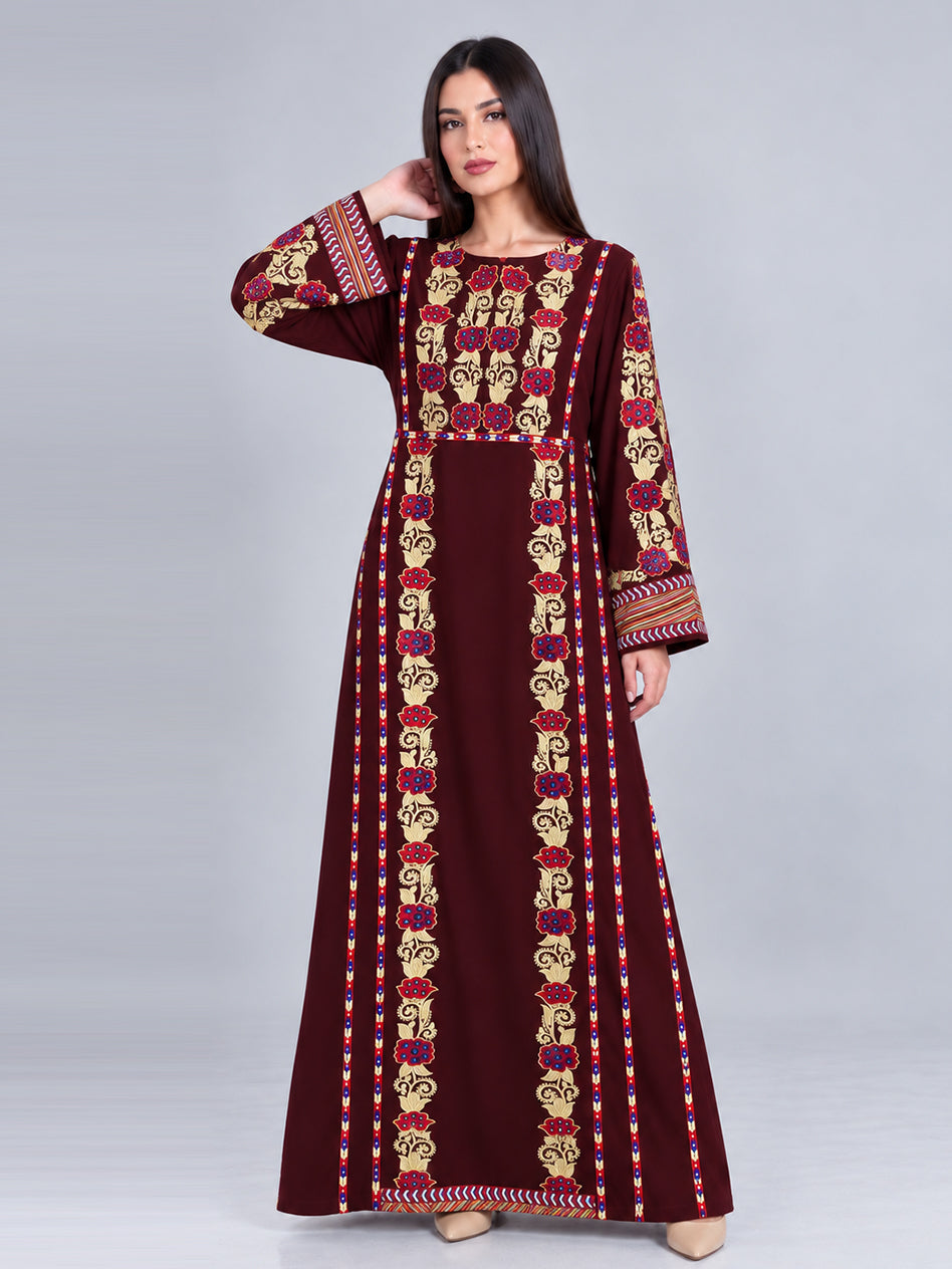 Rumman burgundy embroidered thobe