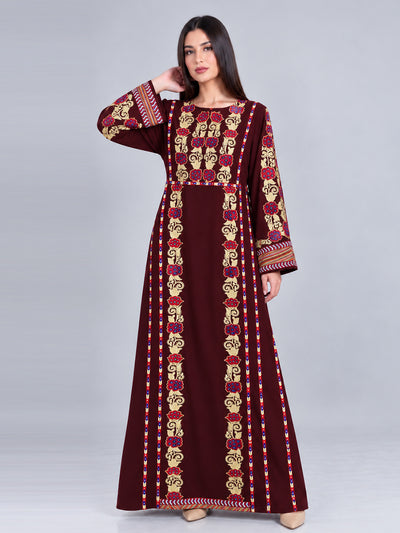 Rumman burgundy embroidered thobe