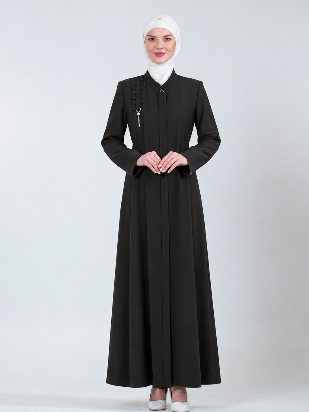 Tassel-Detail Jilbab with Side Pockets - Black