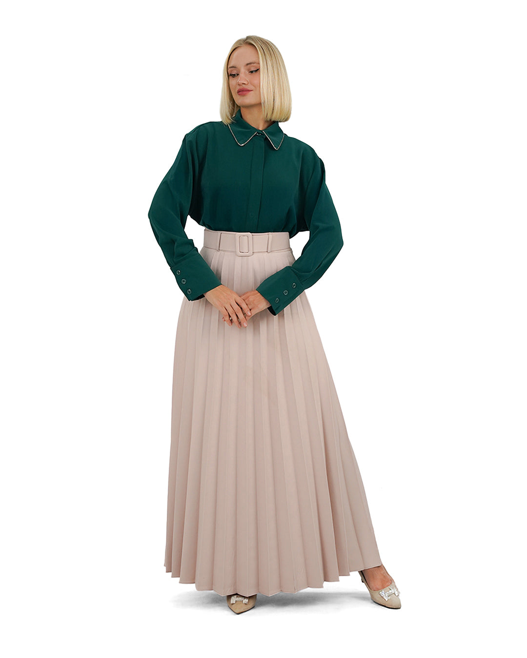 Belted Plissé Skirt - She Chocolate