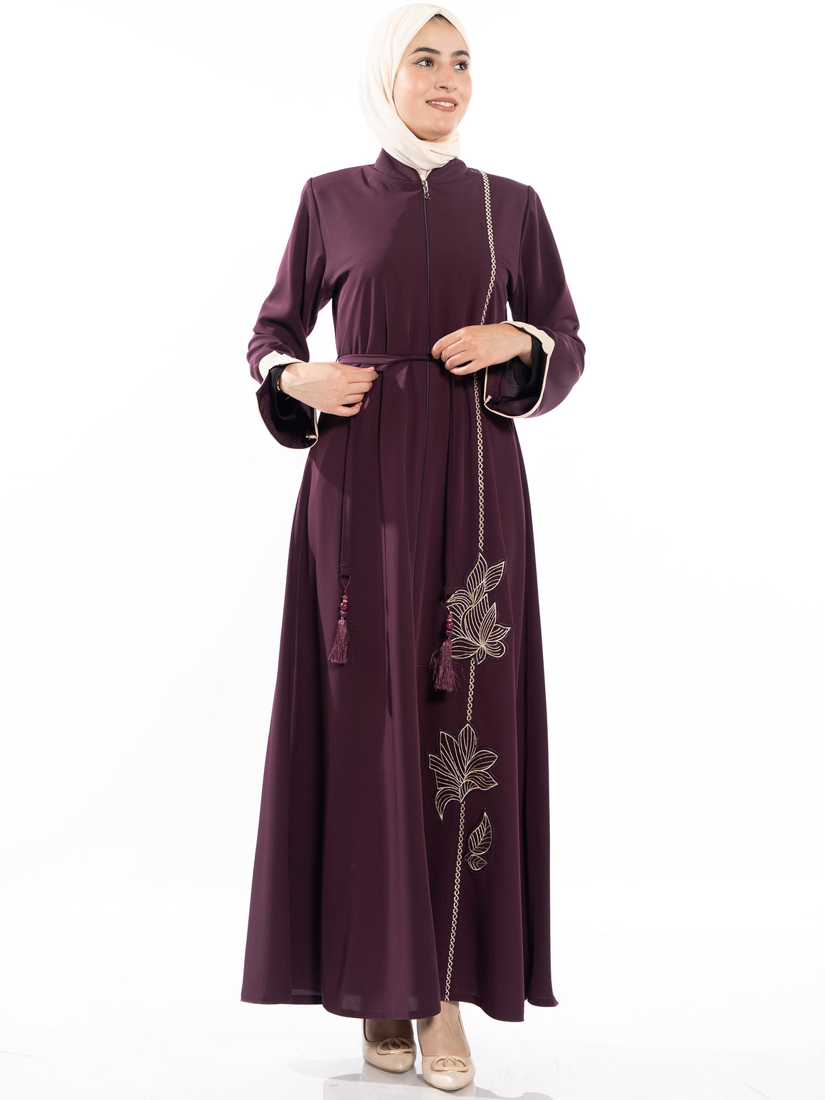 Kinda Abaya in Maroon & Burgundy - She Chocolate