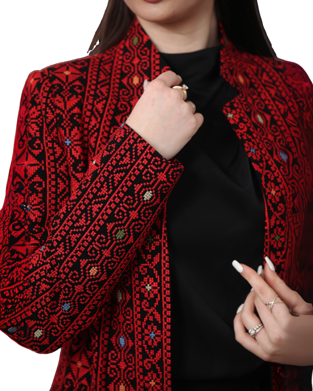 Two-Tone Embroidered Jacket, Sizes 40–50