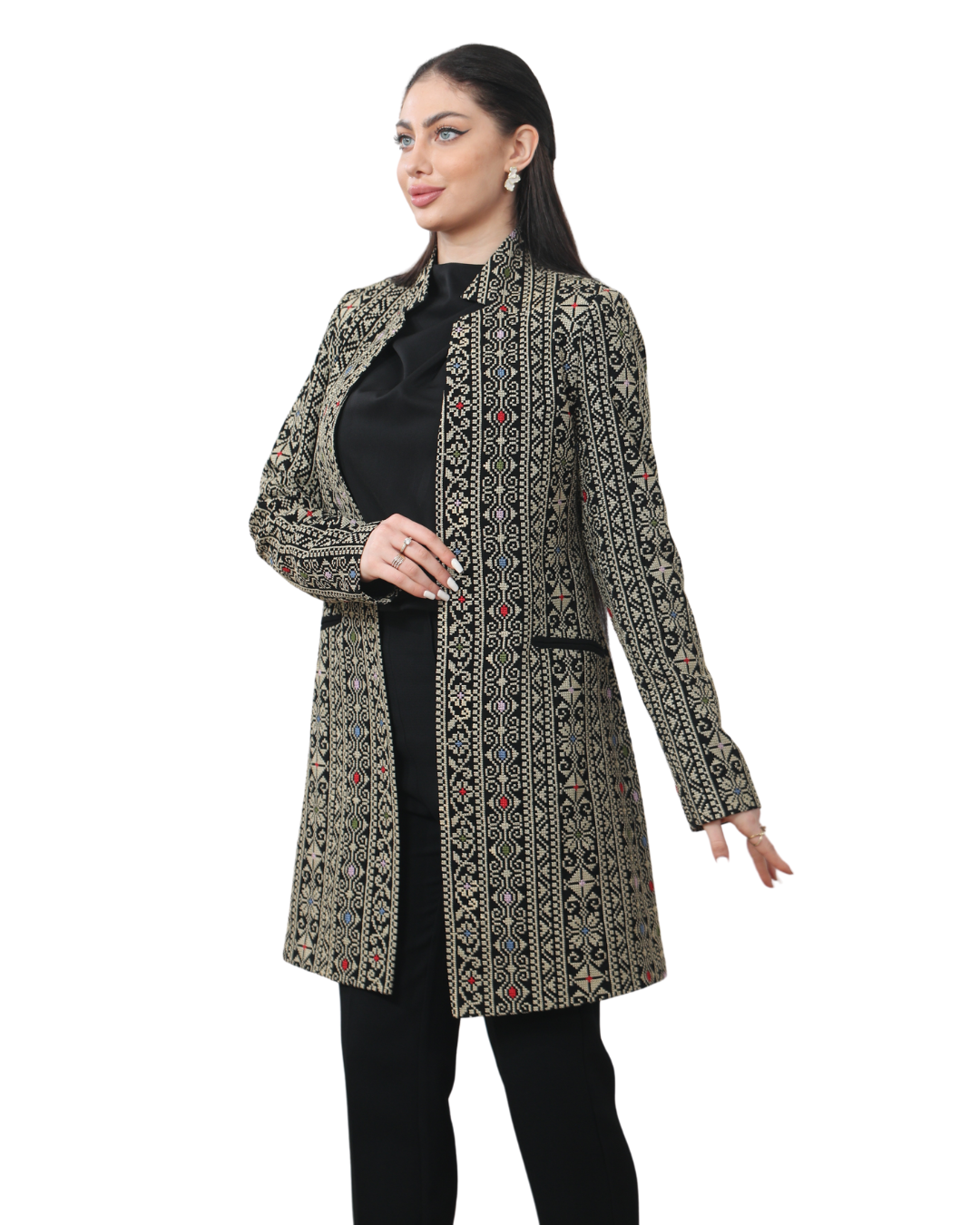 Two-Tone Embroidered Jacket, Sizes 40–50