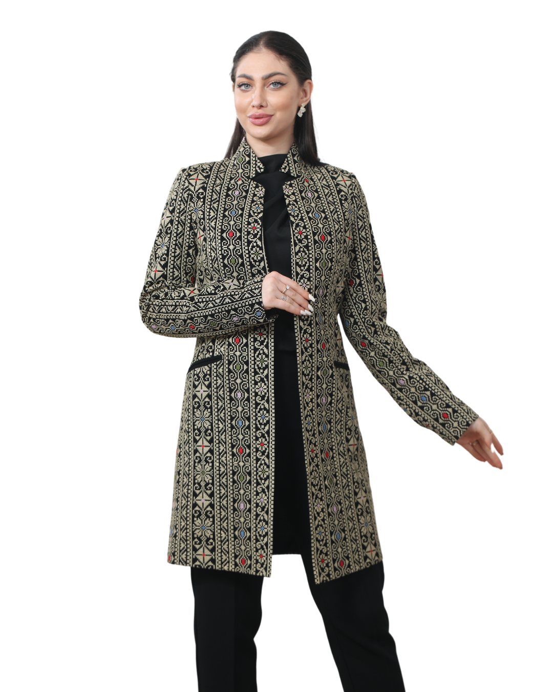 Two-Tone Embroidered Jacket, Sizes 40–50