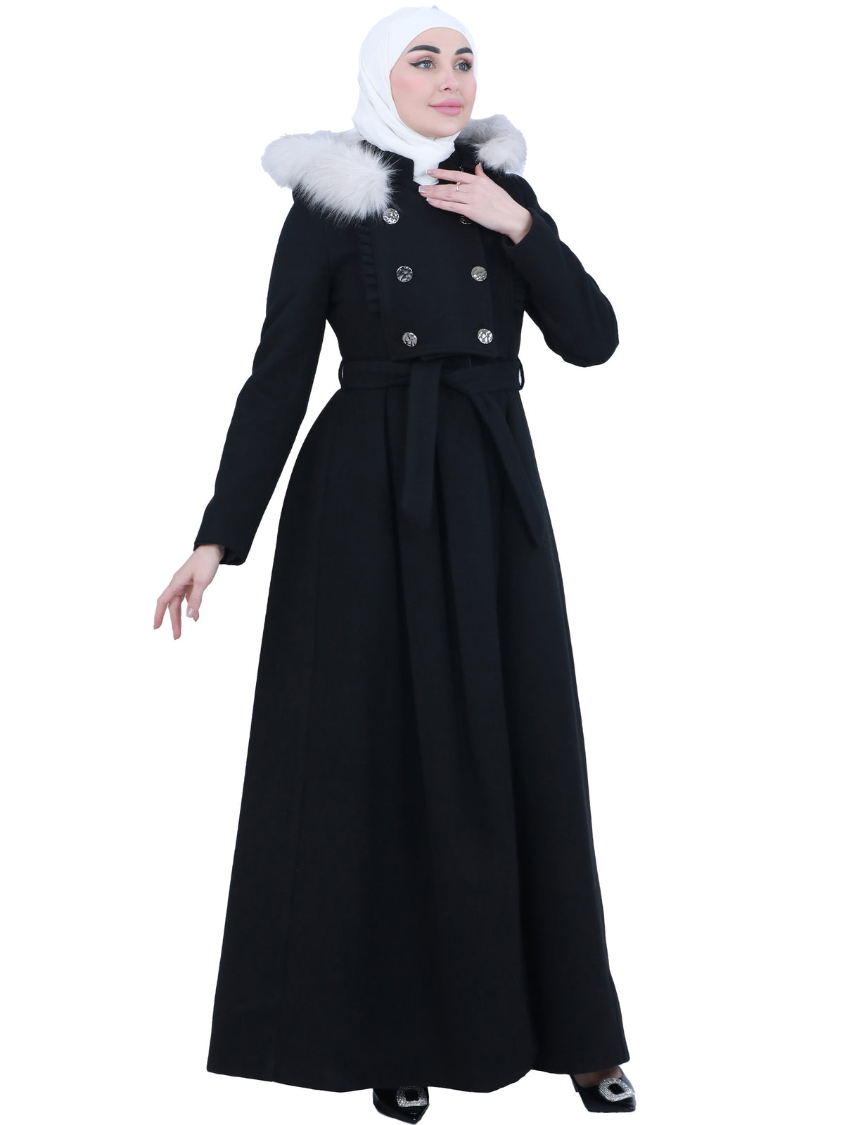 Farwa Winter Jilbab with Fur Collar