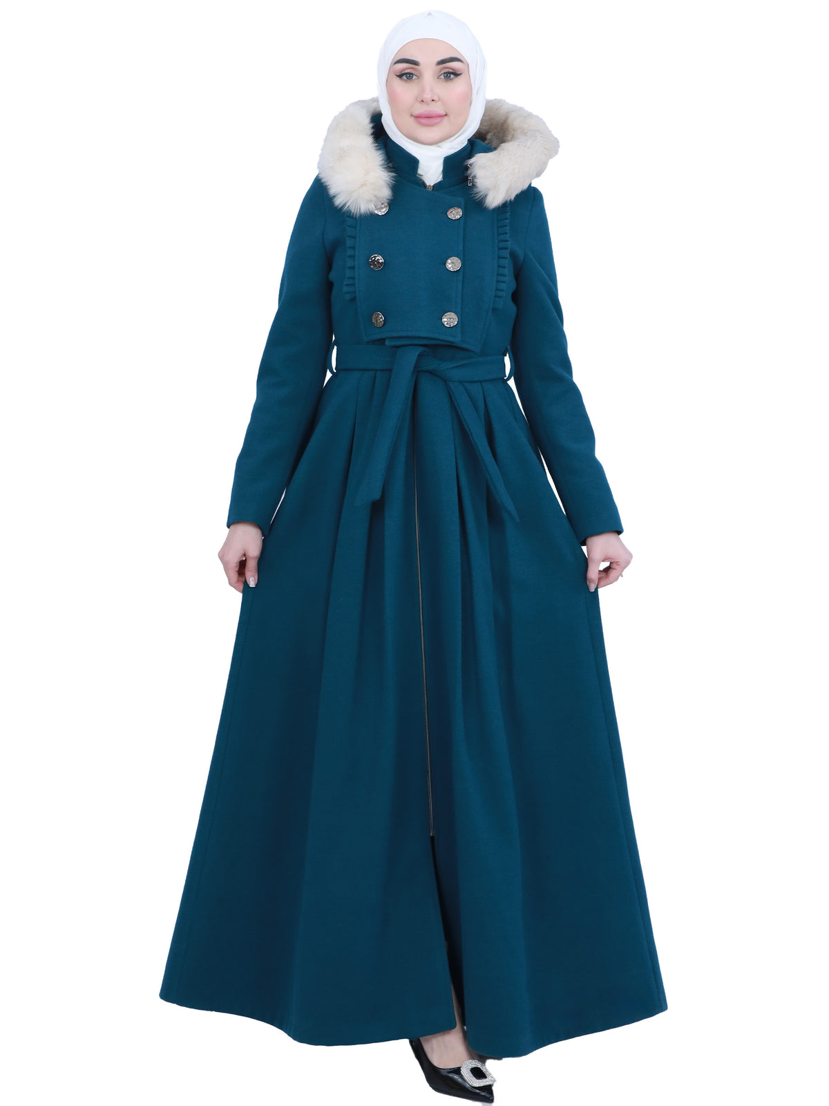 Farwa Winter Jilbab with Fur Collar