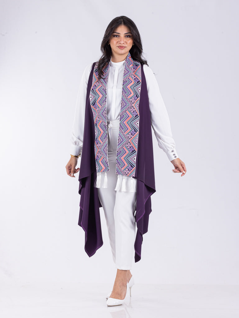 Embroidered Vest in Silver Blue, Berry & Black - She Chocolate