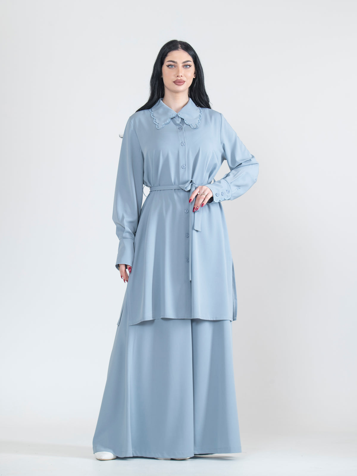 Asala Two-Piece Set with Neckline Embroidery