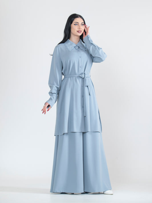 Two-piece set with modern embroidery