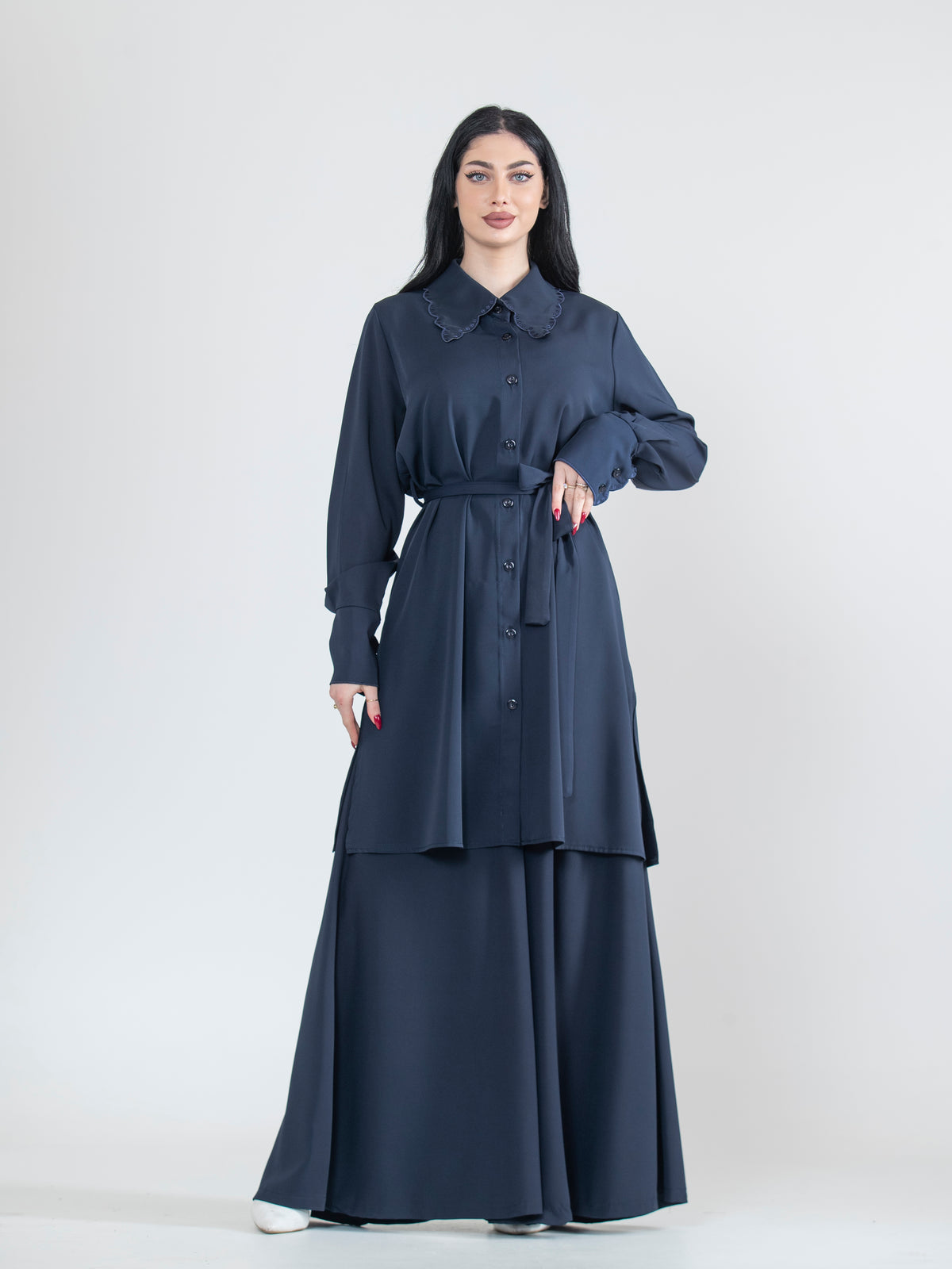 Asala Two-Piece Set with Neckline Embroidery