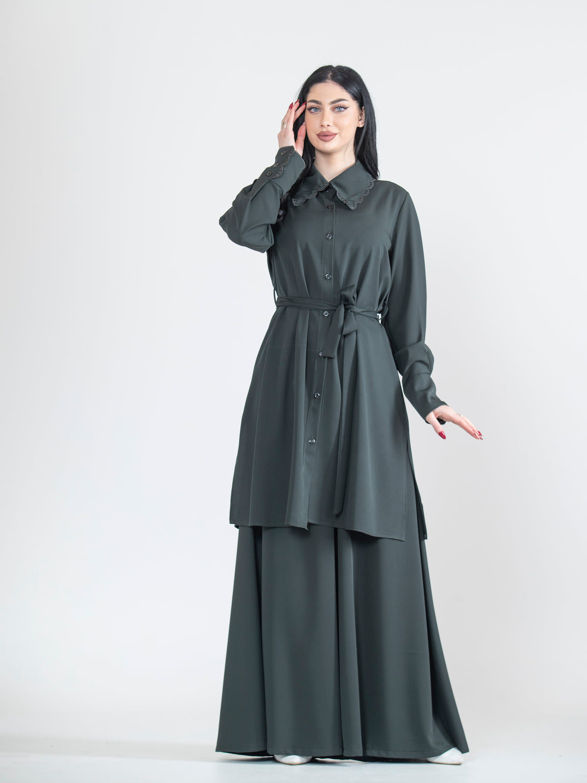Asala Two-Piece Set with Neckline Embroidery