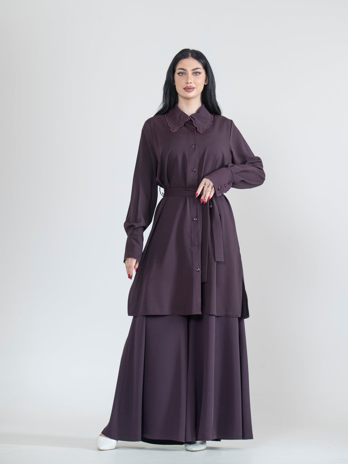 Asala Two-Piece Set with Neckline Embroidery