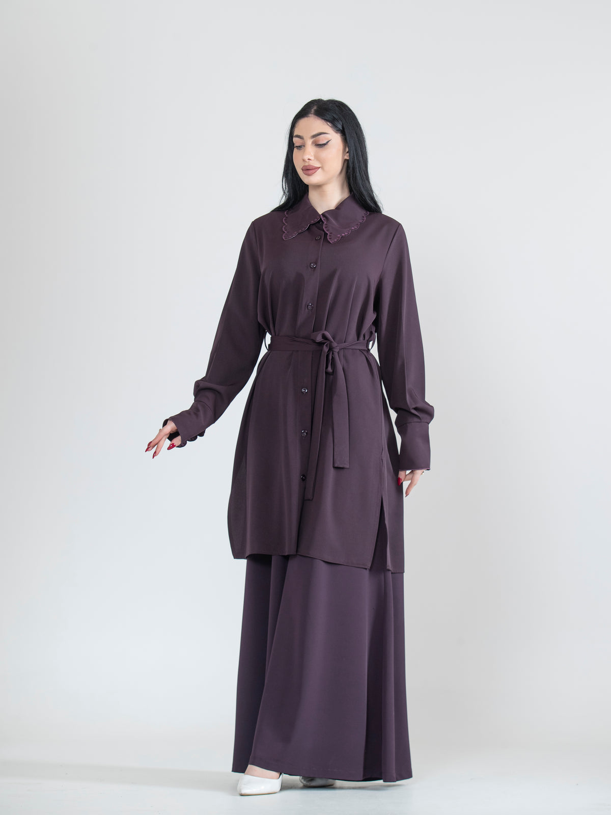 Asala Two-Piece Set with Neckline Embroidery