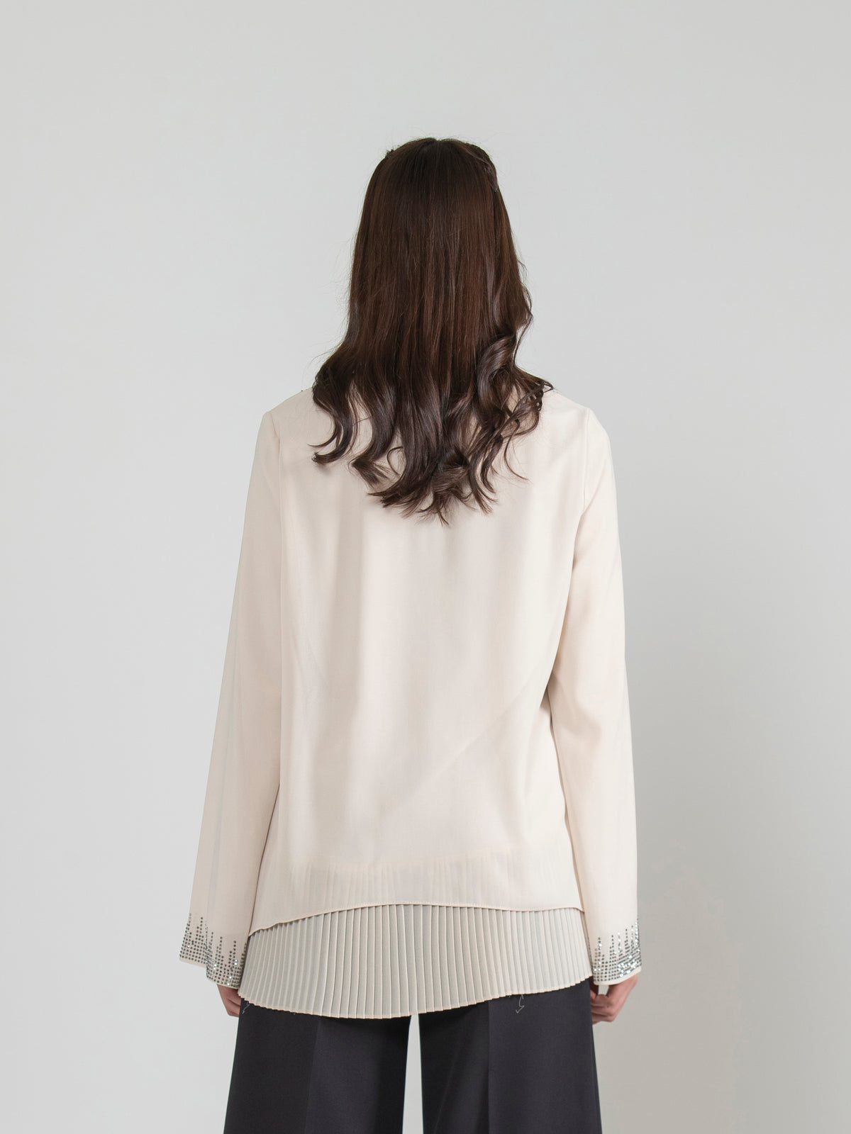 Pleated Strass Chiffon Blouse