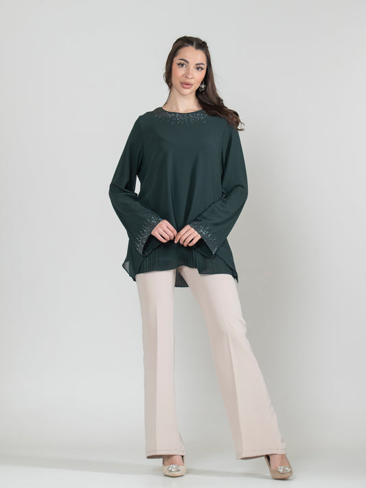 Pleated Strass Blouse