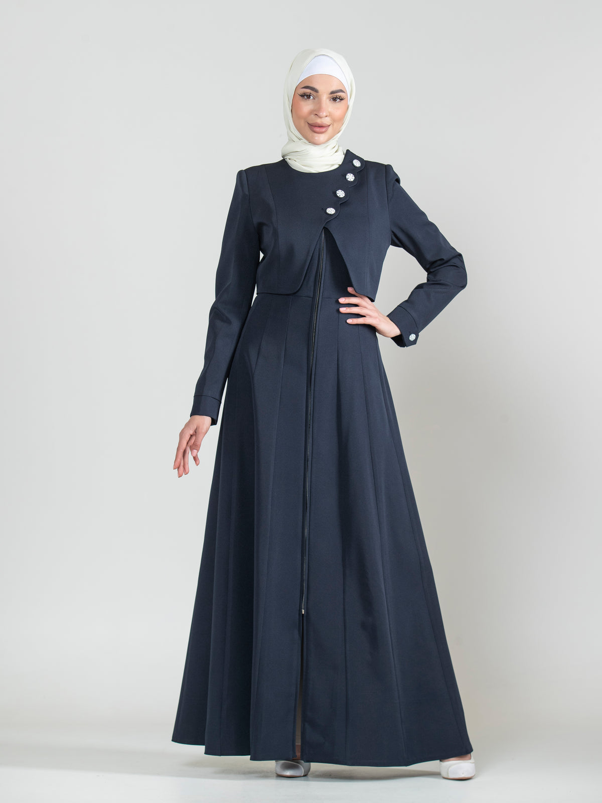 Spring Elegance Button-Front Jilbab