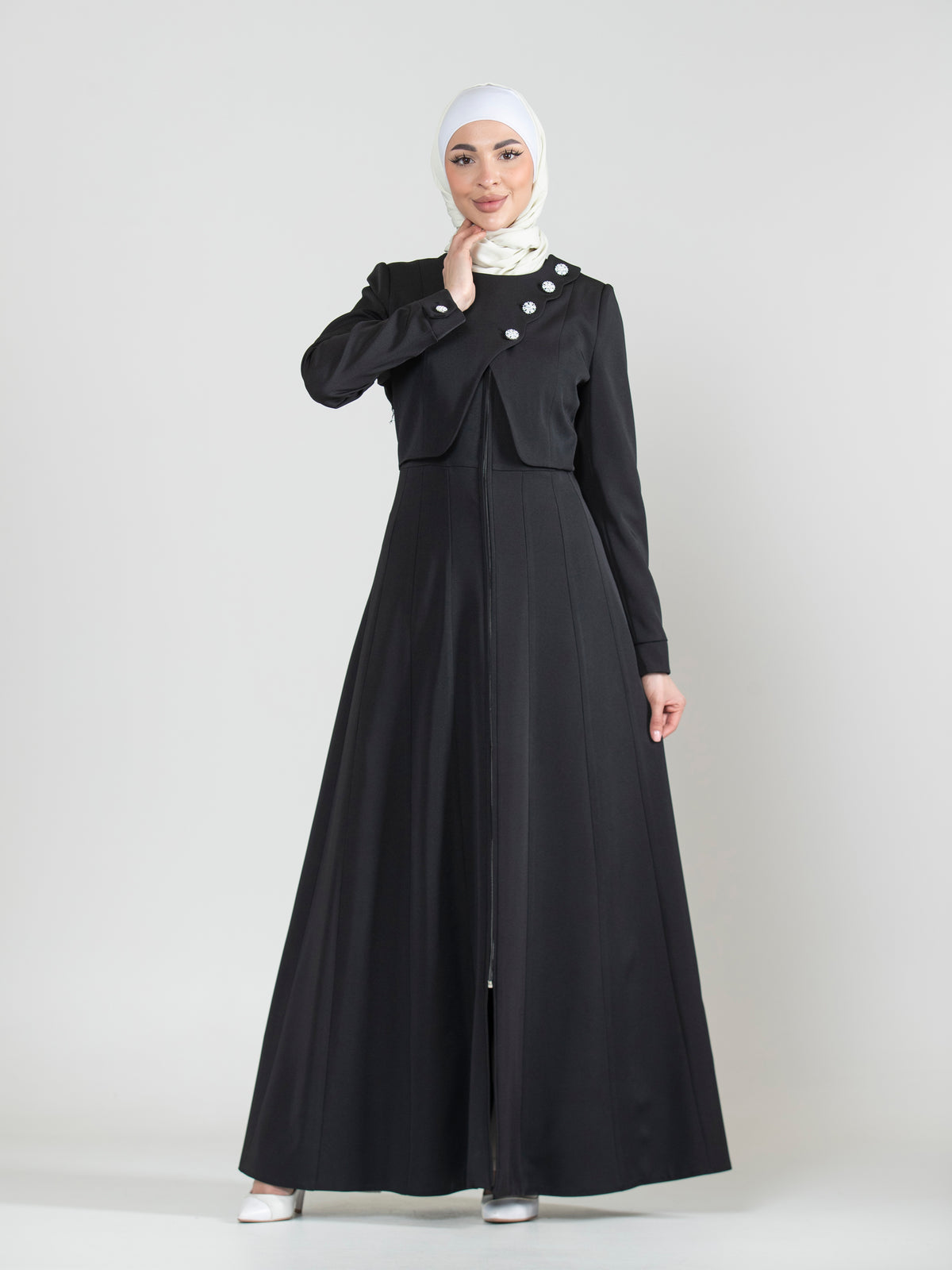 Spring Elegance Button-Front Jilbab