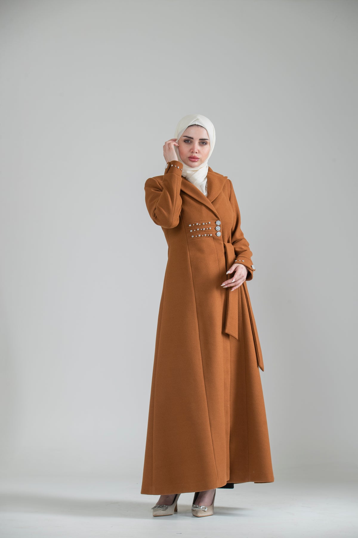 Lamya Button-Front Jilbab with Side Tie