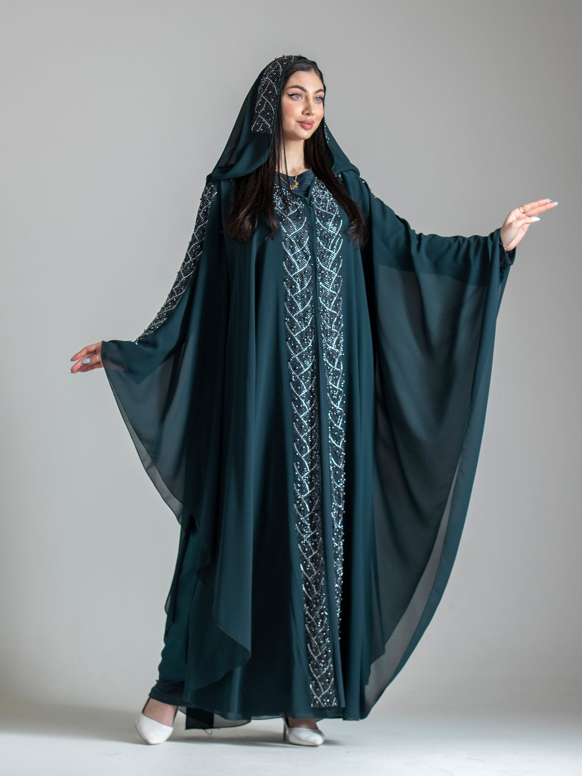 Pearl Strass Free-Size Abaya - She Chocolate