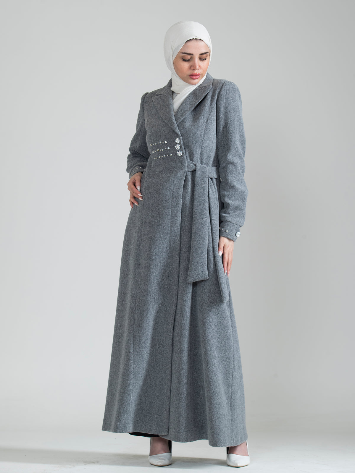 Lamya Button-Front Jilbab with Side Tie