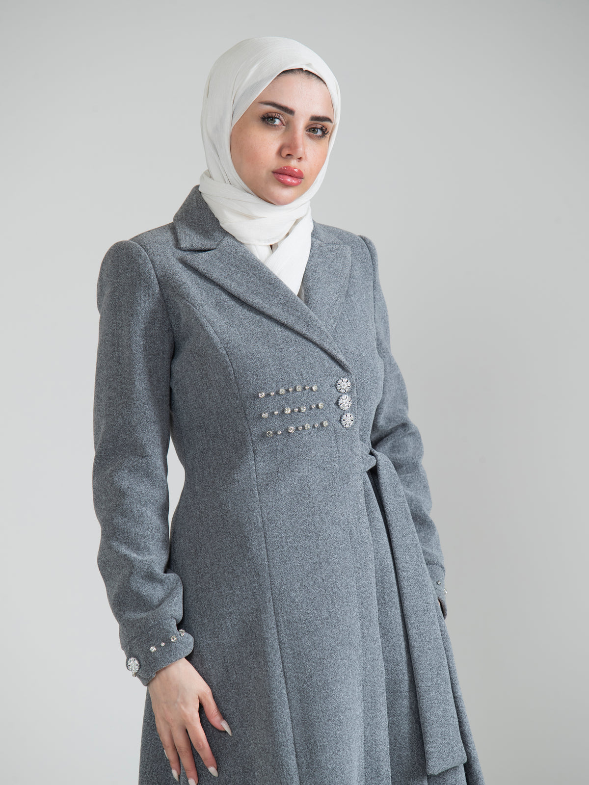 Lamya Button-Front Jilbab with Side Tie