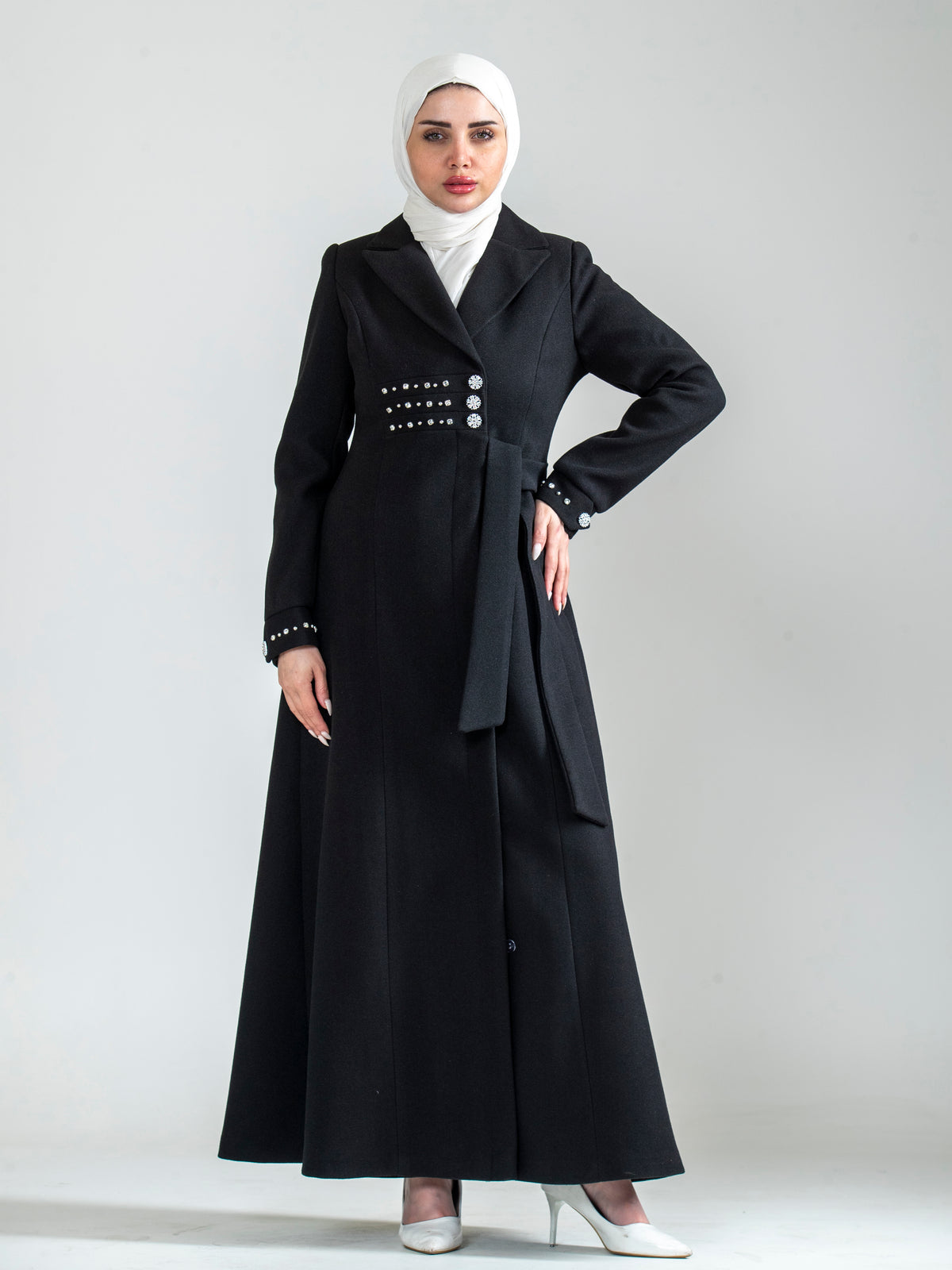 Lamya Button-Front Jilbab with Side Tie - She Chocolate