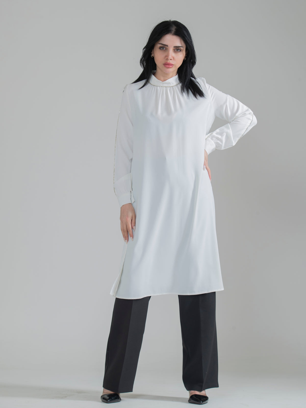 Long Summer Blouse in Sophia Fabric - She Chocolate