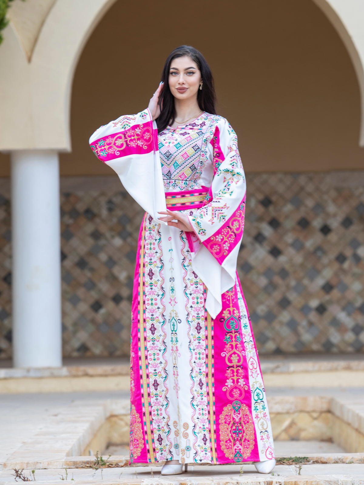 Turquoise Contemporary Thobe in Bright Colors