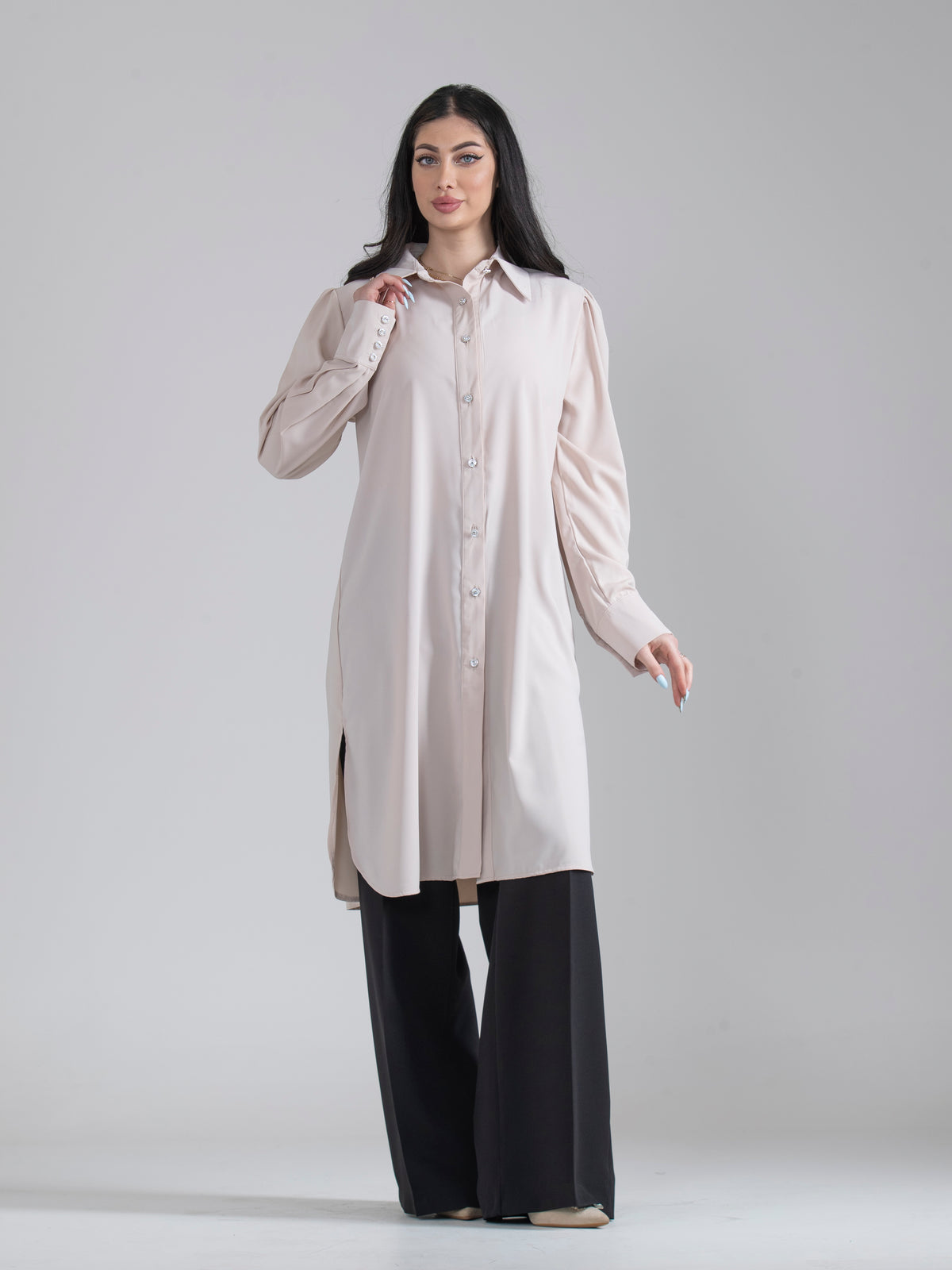 Comfort-Fit Long Shirt, Sizes 38–52 - She Chocolate