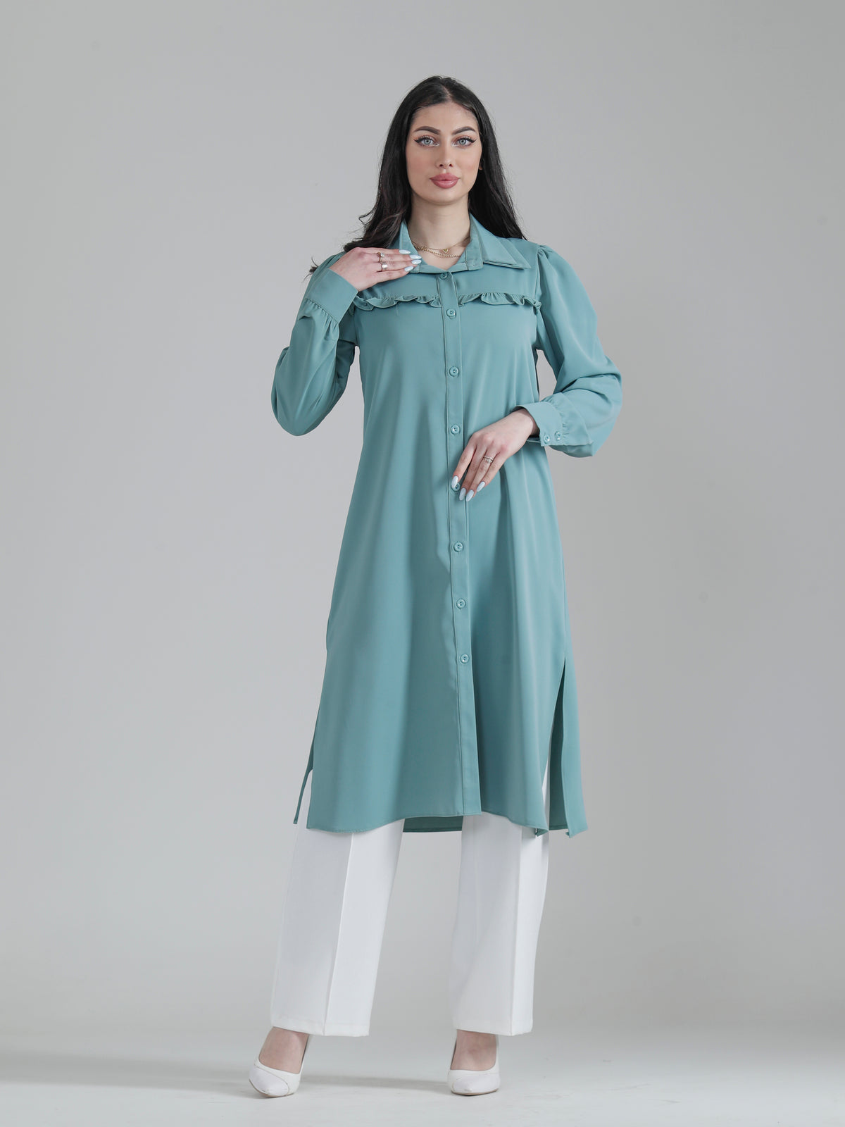 Modest Long Summer Shirt, Sizes 38–52