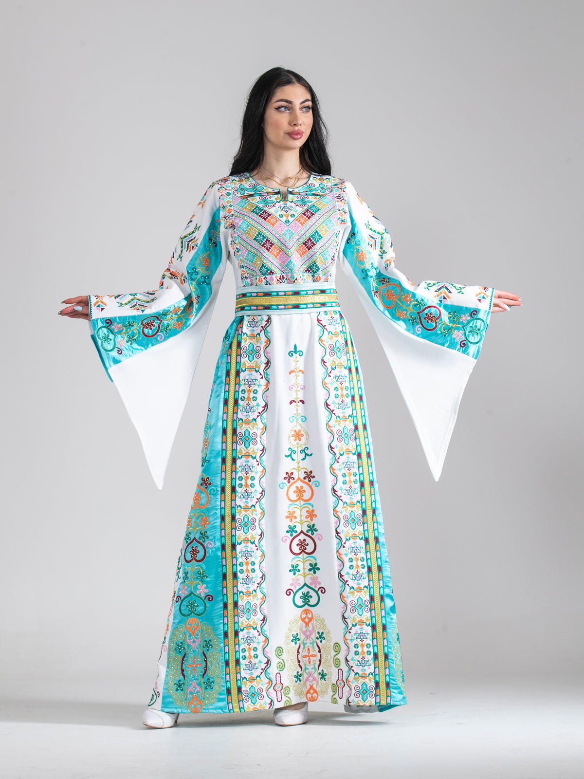Turquoise Contemporary Thobe in Bright Colors