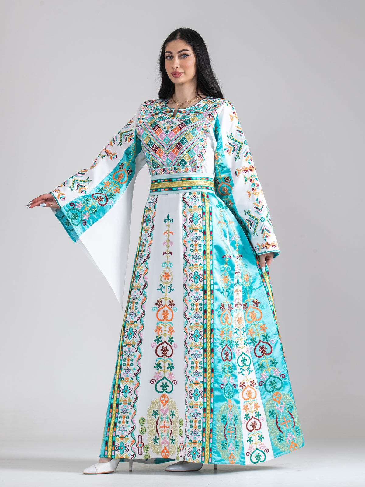 Turquoise Contemporary Thobe in Bright Colors