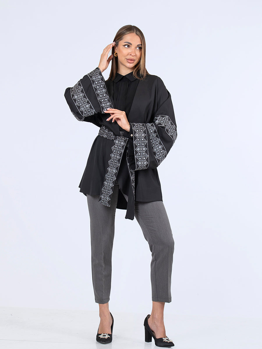 Modern Jacket with Sleeve Embroidery