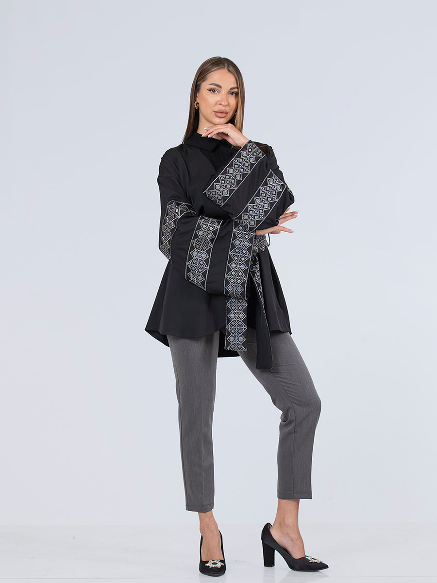 Modern Jacket with Sleeve Embroidery