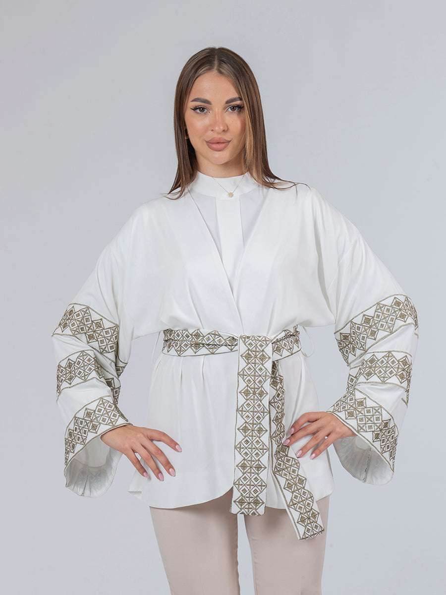 Modern Jacket with Sleeve Embroidery